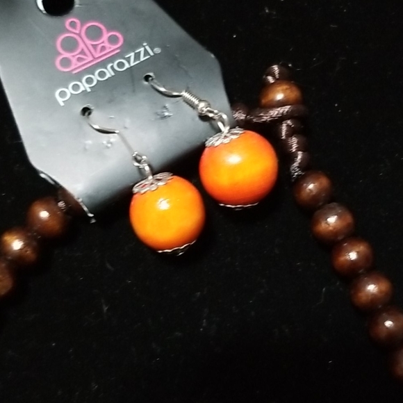 Orange And Brown Wooden Necklaces 